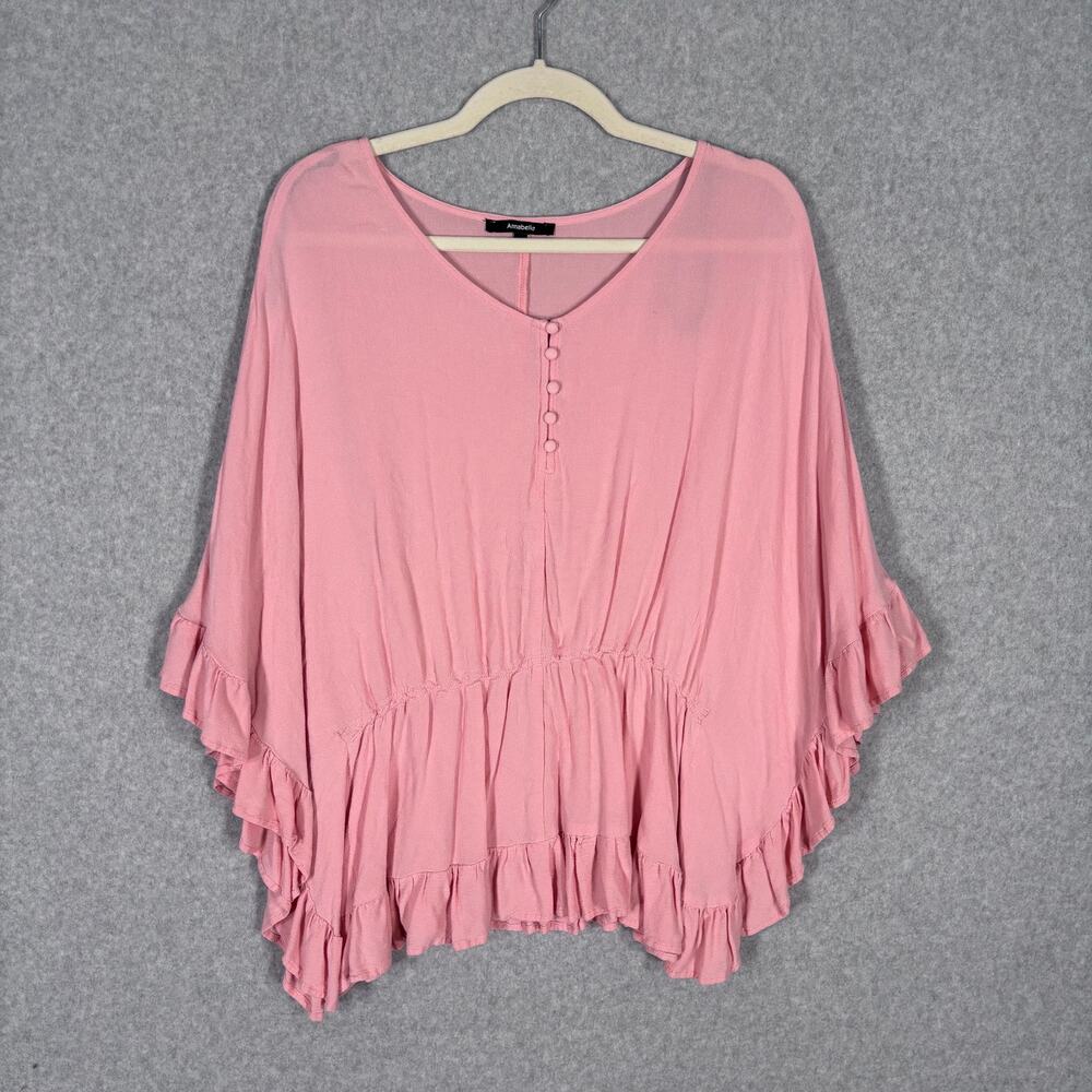 Annabelle Top Large Tiered Flowy Poncho Coquette Feminine Resort Festival Boho‎